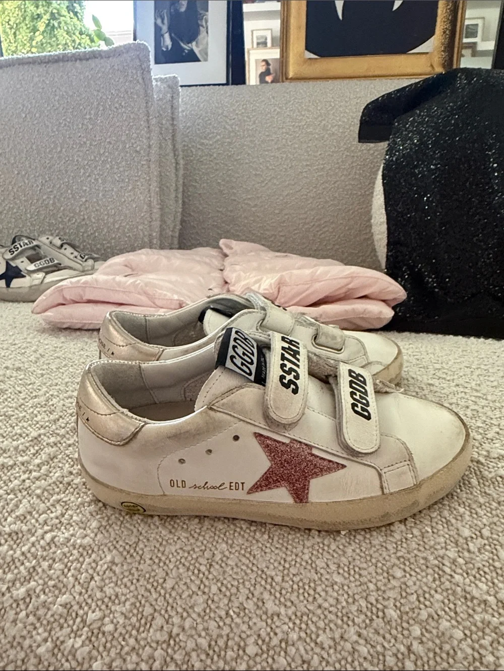 Golden Goose Kids White Sneakers with Pink Side Panel